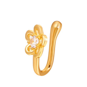 Vintage Gold Dragon & Butterfly Fake Nose Ring U-Shaped Copper Helix Jewelry
