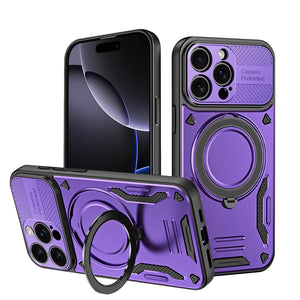 Solid Armor Magnetic Ring iPhone 14 15 16 17 Pro Max Case Heavy Duty Shockproof Cover