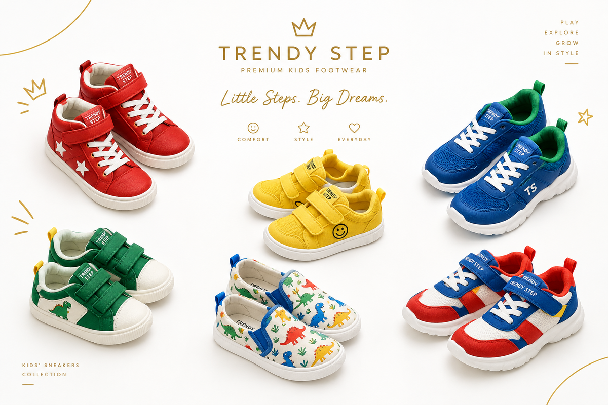 Kids' sneakers collection featuring colorful children's trainers and casual footwear | Trendy Step