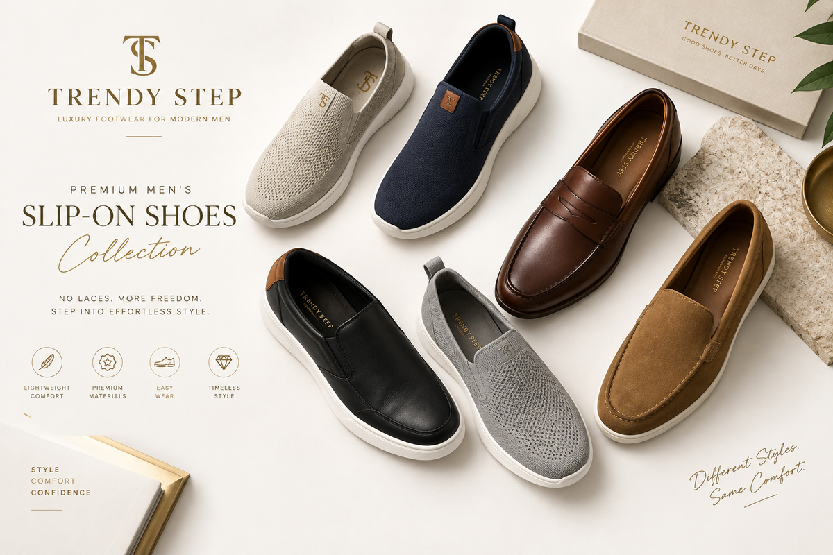 Men's slip-on shoes featuring laceless sneakers and easy-wear casual footwear | Trendy Step