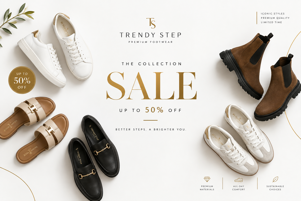 Trendy Step sale collection featuring discounted sneakers, sandals, boots and everyday footwear