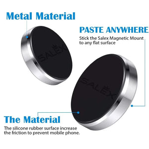 SALEX magnetic mount with metal material and black silicone surface on a white background