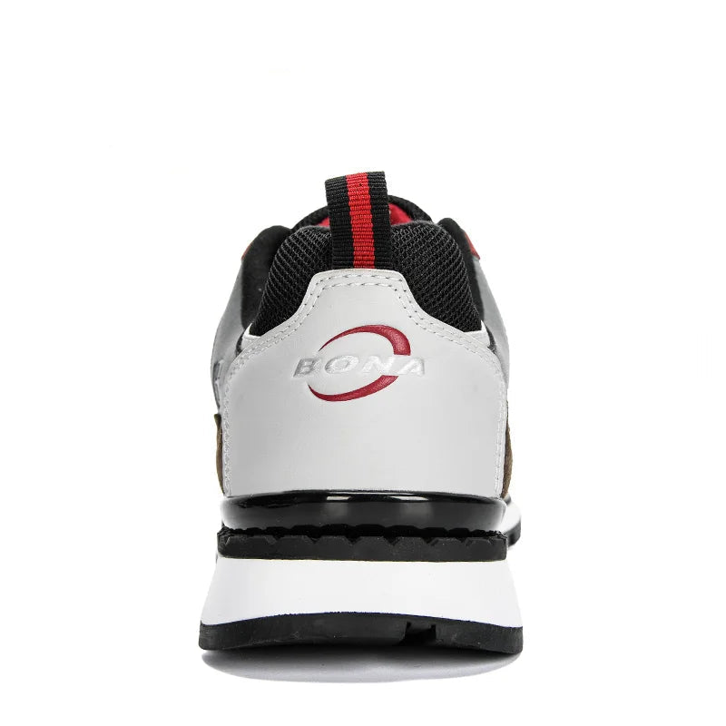 White sneaker with black and red accents on a white background, featuring the Bona logo.