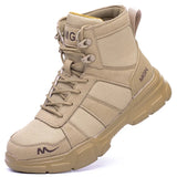 Beige boot with brand logo on a white background