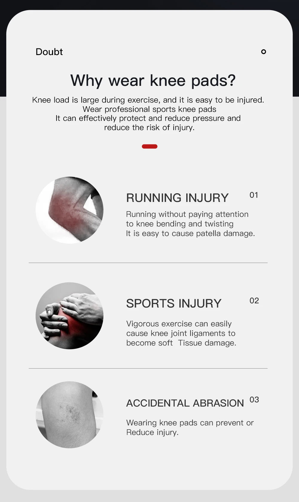 Informational graphic about why to wear knee pads during sports activities.