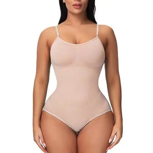 Beige seamless shaping bodysuit tummy control butt lifting women shapewear