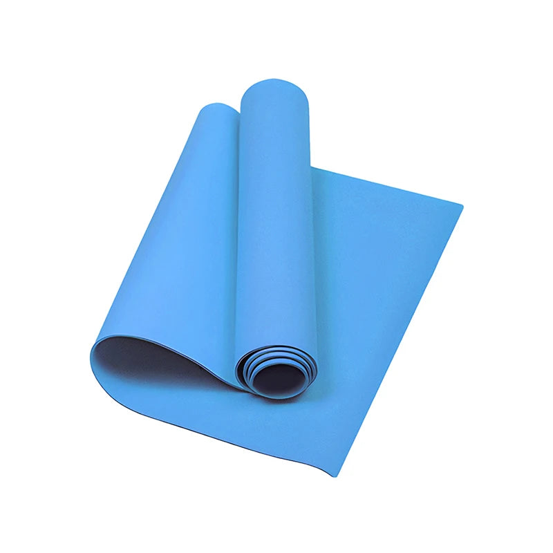 Blue yoga mat on a white background