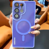 Magnetic matte translucent Samsung Galaxy case with camera lens protection and shockproof bumper