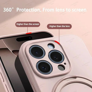 Magnetic Silicone iPhone Case with Kickstand – White, Black, Blue, Purple, Green