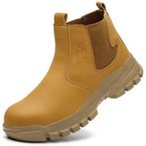 Yellow boot with a brand logo on a white background