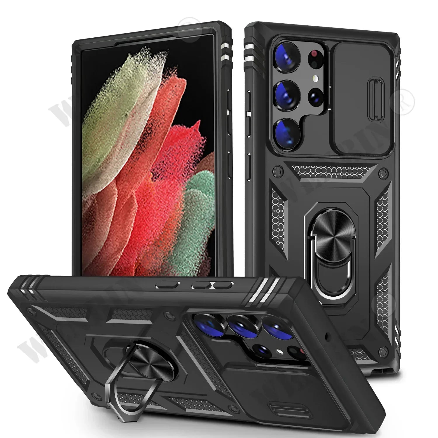 Heavy Duty Samsung Case with 360° Camera Rotate Kickstand for S26 S25 S24 Ultra