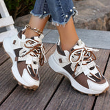 Women's breathable platform sneakers with lace-up closure and low-top design