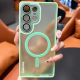 Magnetic matte translucent Samsung Galaxy case with camera lens protection and shockproof bumper