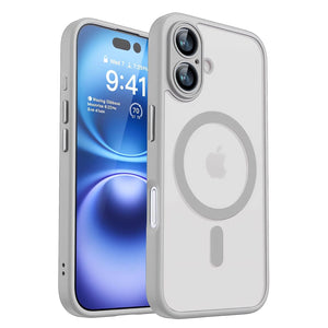 Smartphone with a clear case on a white background