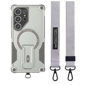 Lanyard Strap Shockproof Armor Case with Kickstand for Samsung Galaxy