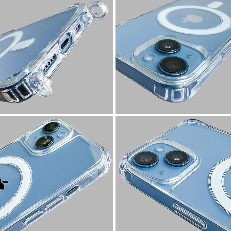 Clear iphone case on a gray background