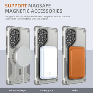 Magnetic Fold Stand Armor Case for Samsung Galaxy S24 S25 S26 & A Series.