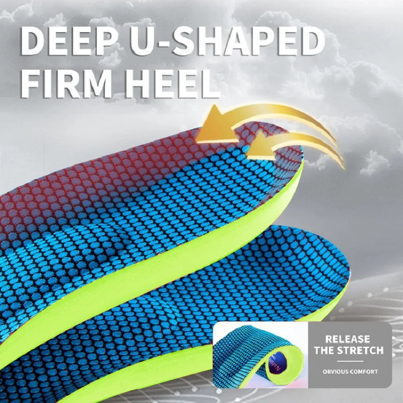 Shock absorbing shoe insoles with arch support for adults and children