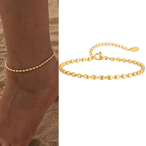 Gold plated stainless steel heart anklet bracelet for women delicate adjustable foot jewelry