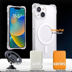 iPhone case with magnetic features and accessories on a black background