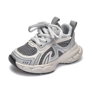 Gray and white sneaker on a white background