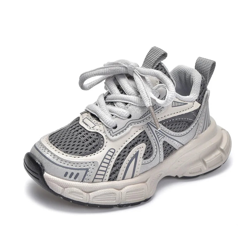 Gray and white sneaker on a white background