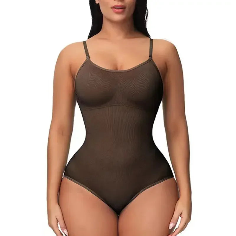 Brown seamless shaping bodysuit tummy control butt lifting women shapewear