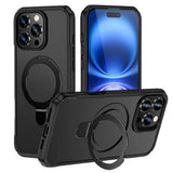 Black MagSafe Fold Magnetic Stand iPhone Case Anti-Slip Bumper Wireless Charge on a white background