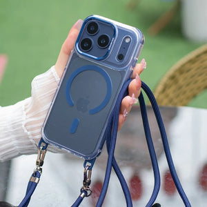 Magnetic Crossbody Clear iPhone 17 16 16 15 14 13 12 11 Pro Max Plus Case with Lanyard Strap Shockproof Cover