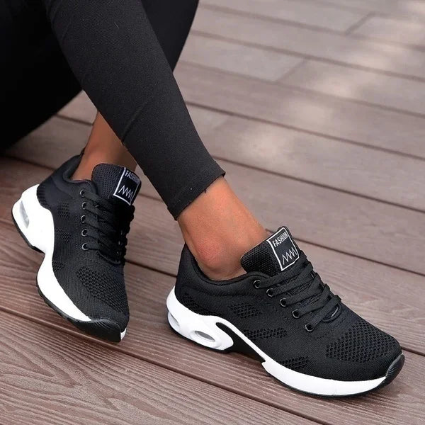 Women's breathable mesh chunky sneakers with lace-up closure and durable rubber outsole