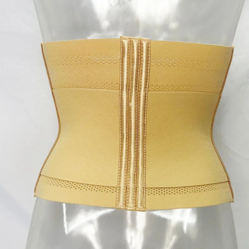 Beige waist trainer on a mannequin against a white background
