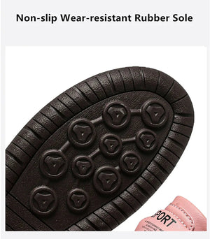Close-up of a non-slip wear-resistant rubber sole with a pink shoe in the background.
