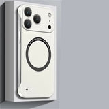 Ultra Thin Hard PC Magnetic iPhone Case Matte Solid Color Frameless and charging features on a gray background