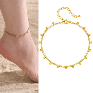Gold plated stainless steel heart anklet bracelet for women delicate adjustable foot jewelry