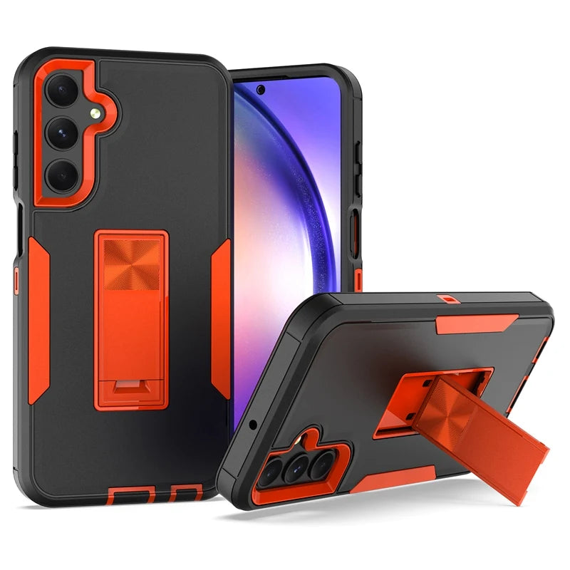 Black and orange Heavy Duty Magnetic Kickstand Case for Samsung Galaxy Shockproof Armor Cover