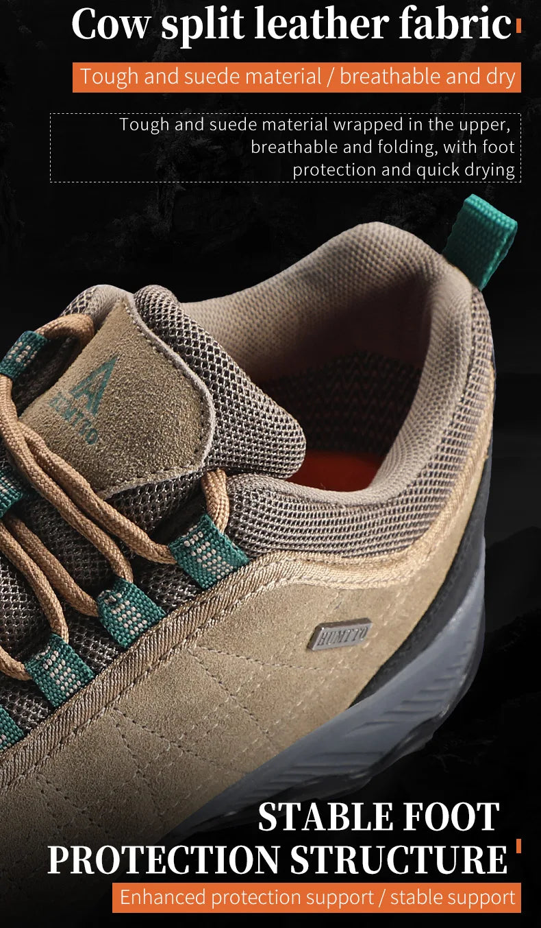 Men's suede hiking shoes with rubber outsoles and lace-up fastening in grey and khaki