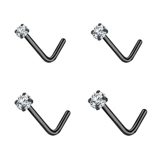 Gold & Silver Nose Stud Set – Heart Star Round L Shape Nostril Piercing 0.8x7mm