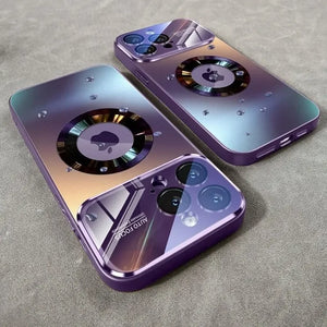 Two purple Luxury Glass Camera MagSafe Magnetic iPhone Case Wireless Charging