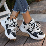 Women's breathable platform sneakers with lace-up closure and low-top design