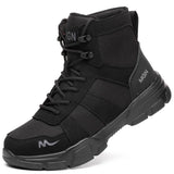 Black tactical boot with brand logo on a white background