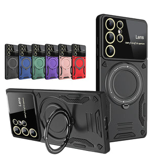 Magnetic Ring Armor Case for Samsung Galaxy S20–S25 Ultra