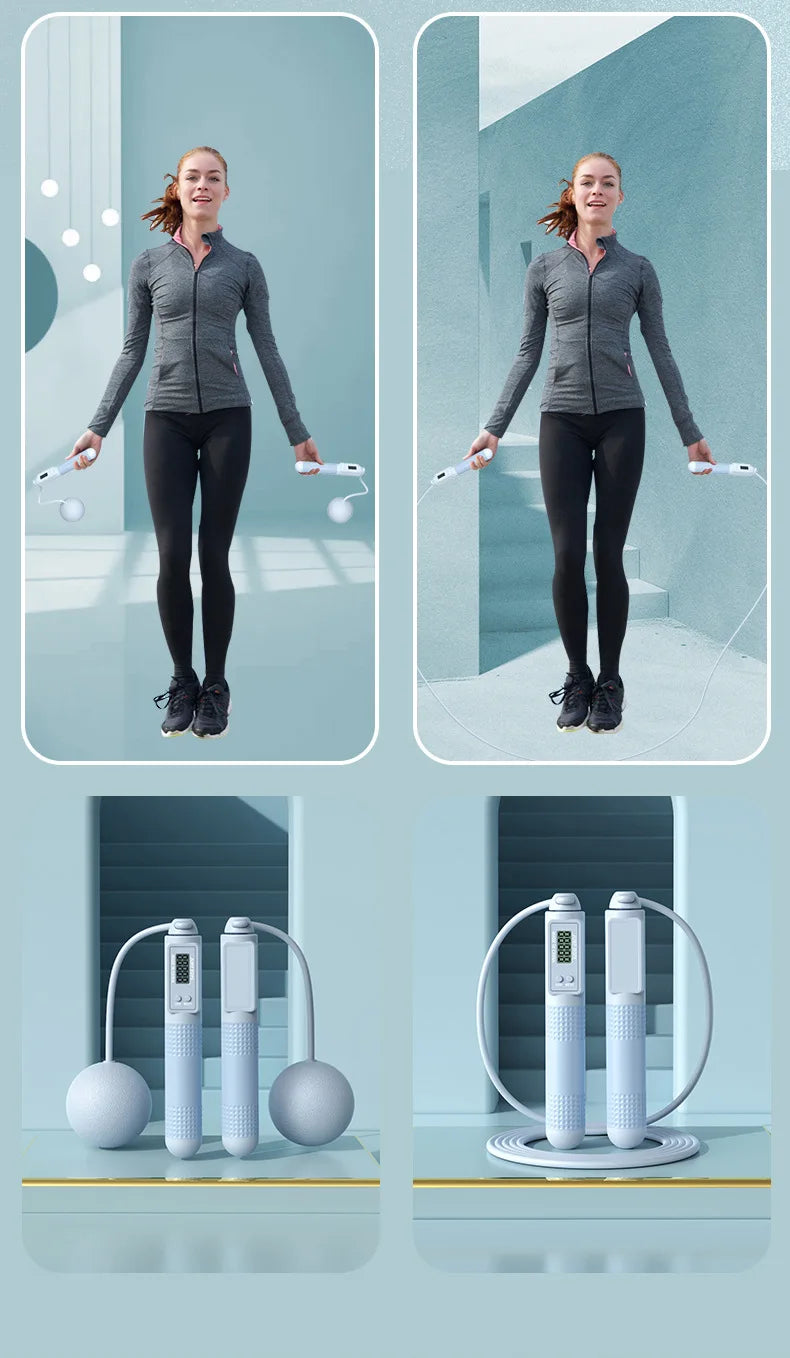 Woman using a jump rope with a transparent background