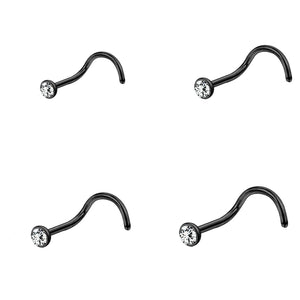 Gold & Silver Nose Stud Set – Heart Star Round L Shape Nostril Piercing 0.8x7mm