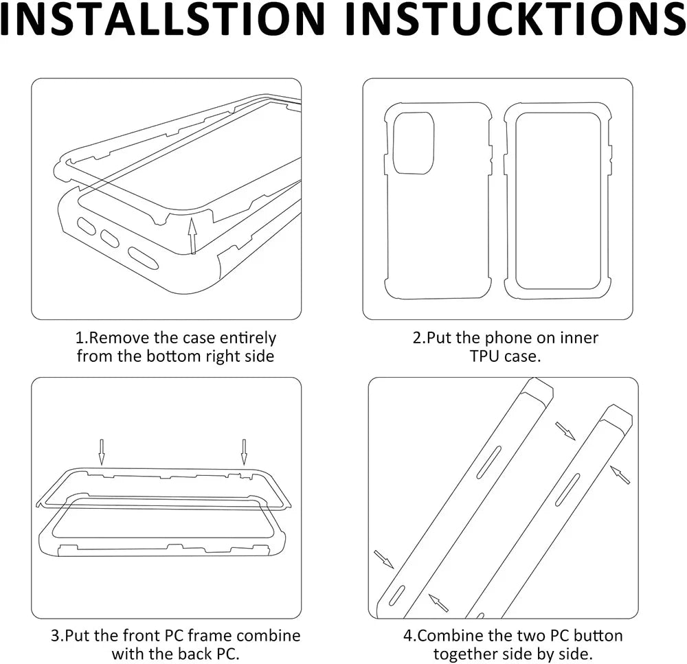 360 Full Cover Shockproof Samsung Galaxy Case Clear TPU PC Protective Cover A55 A35 A54 A53