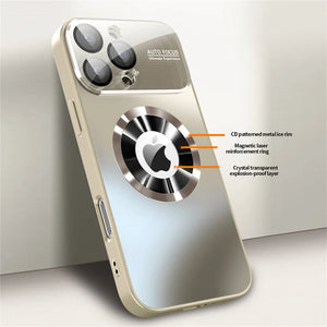 Titanium matte MagSafe iPhone case with frosted glass back and full camera lens protection