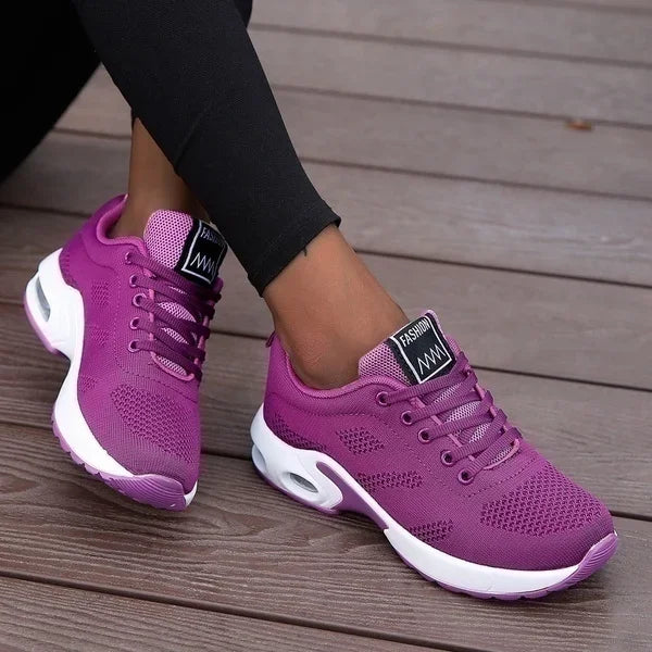 Women's breathable mesh chunky sneakers with lace-up closure and durable rubber outsole