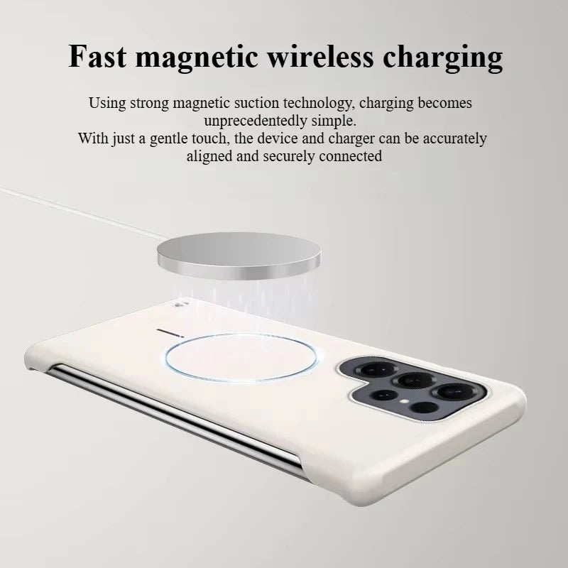Phone case with magnetic wireless charging feature on a gray background