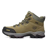 Brown hiking boot on a white background
