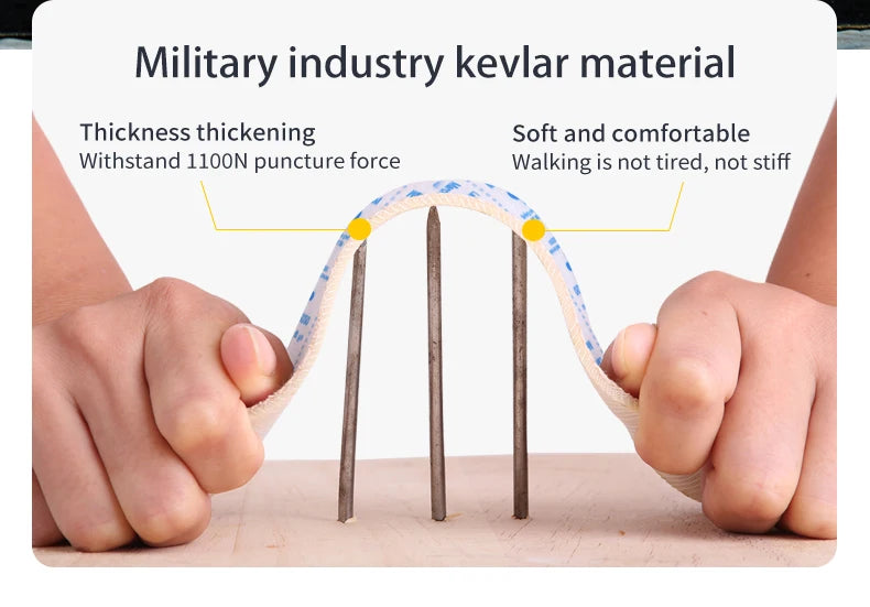 Two hands pulling apart a material sample with text about military industry kevlar material.