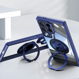 Transparent frosted magnetic Samsung Galaxy case with rotating ring stand and full shockproof coverage